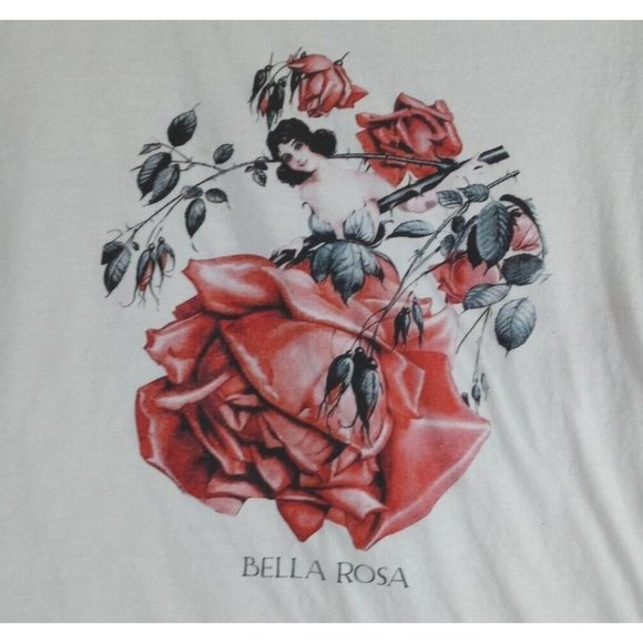 Forever 21 White T-Shirt With Colorful Bella Rosa Design Size Large - Picture 3 of 4